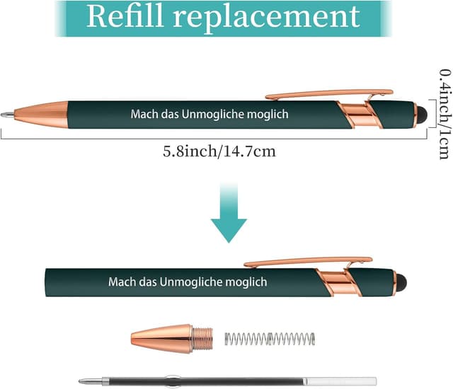 Detalle de kander 2-in-1 Kugelschreiber Set (12 Stück) mit Touchpen – 12 Farben, schwarze Tinte