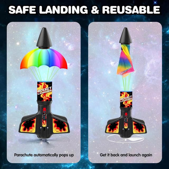 Detalle de Eieymct Rocket Launcher for Kids (Self-Launching) — 200 ft Motorized Outdoor Electric Play Toy with Launch Set, Flame Pattern