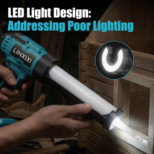 Detalle de Akku Kartuschenpresse kompatibel mit Makita 18V (inkl. LED, regelbare Geschwindigkeit, Anti-Tropf)