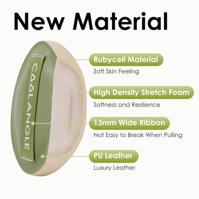 Detalle 2 de COOL-ANGLE 5-Pack Makeup Sponge Blenders (Latex-Free), Green, Medium