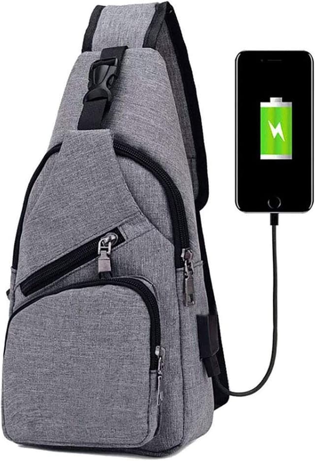Detalle de flintronic Sling Bag with USB Charging Port – water-repellent crossbody/chest bag for hiking, cycling and travel