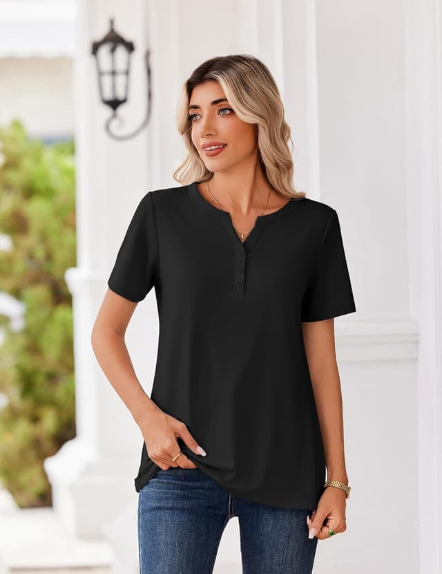 Detalle 2 de Zeagoo Womens Summer Tops V Neck Short Sleeve 95% Polyester