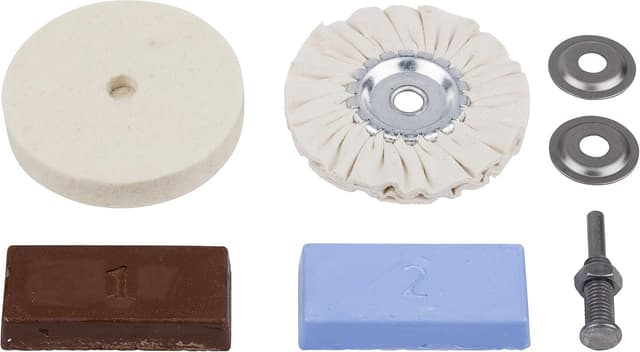 Detalle de wolfcraft 2178000 – Kit de polissage Loisirs pour perceuses (5 pièces) pour métaux ternis ou encrassés