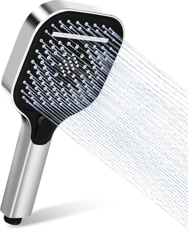 Detalle de HydroLuxe Soffione doccia cromato con 3 tipi di getto e anticalcare (130 mm)