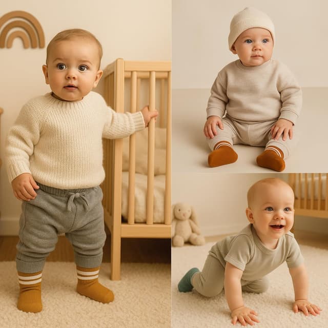 Detalle 2 de bistyle Baby-Socken aus Baumwolle (6 Paar) für Neugeborene 0–6 Monate bis 2–3 Jahre – nahtlos, Stopper