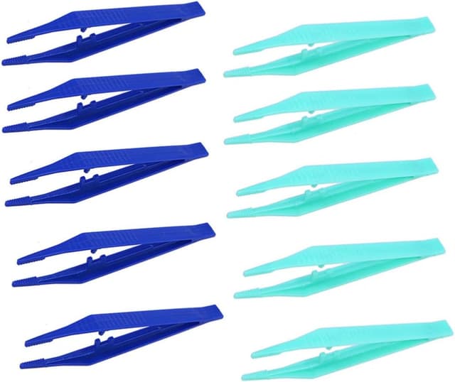 Detalle de Healifty Disposable Plastic Tweezers (4.13 inch) Multipack – 10 Precision Beads Tweezers for DIY crafts