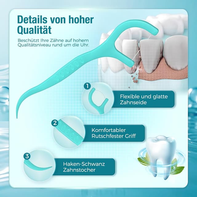Detalle de Yuede Dental Floss Zahnseide-Sticks mit Y-Form-Design (300+40 Stück)