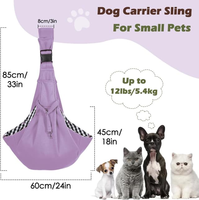 Detalle de Pawaboo Hundetragetasche für kleine Hunde (wendbar, freihändig) – violett