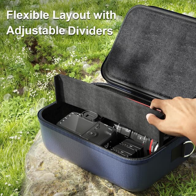 Detalle de ProCase Kameratasche für Canon EOS 2000D/250D und EOS R10/R7 – Navy, kompakter Schutz für DSLR & spiegellose Kameras