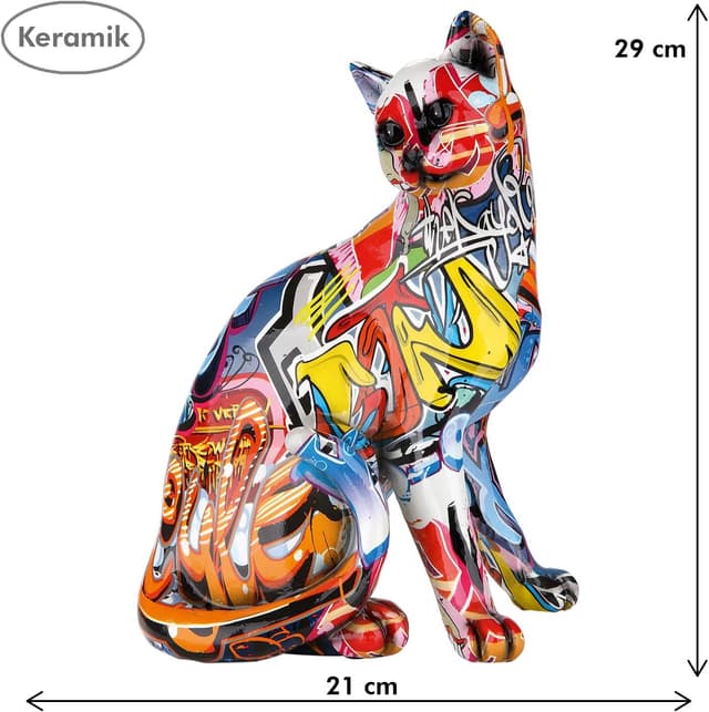 Detalle de Casablanca modernes Design Figurine de chat Pop Art multicolore (23 x 29 cm)