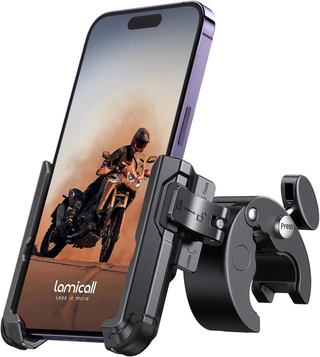 Detalle de Lamicall Motorcycle Phone Holder for Filming with 1s Quick Release – universal motorbike phone mount