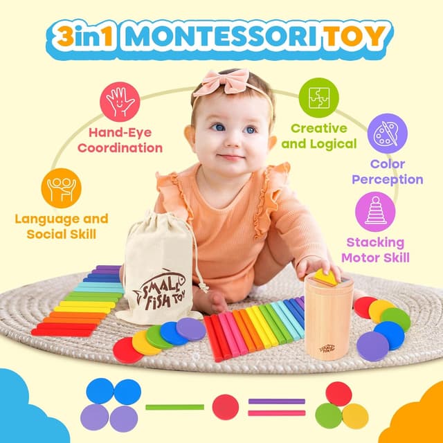 Thumbnail 5 de Montessori Wooden 3-in-1 Toy 1-3