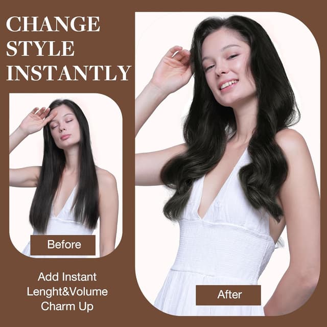 Thumbnail 6 de GOO GOO Clip-in Echthaar Extensions (45 cm, 120 g, 7 Clips) – 1B Schwarz