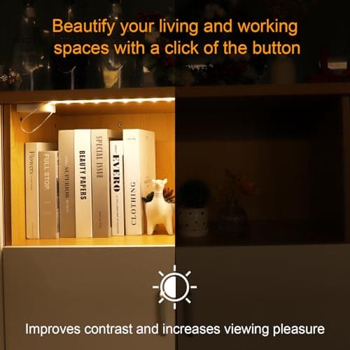 Detalle 2 de Auting Tira de pilas LED de 1 metro con 30 LED y luz blanca cálida (para debajo del armario)