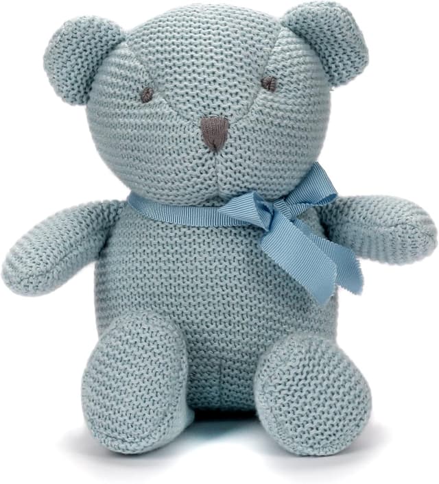 Detalle de FLUFFYFUN 100% Organic Cotton Blue Teddy Bear (6.5") for Newborns