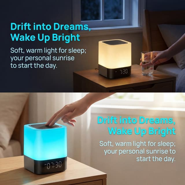 Detalle de Gallstep Night Lights Bluetooth Speaker with Alarm Clock, MP3 Playback & Touch Sensor Lamp