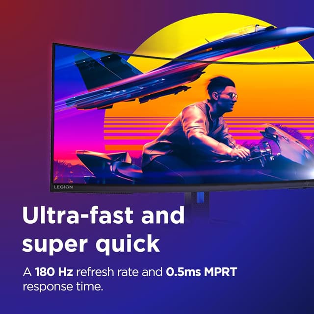 Detalle de Lenovo R34w-30 34" curved WQHD gaming monitor (180Hz, FreeSync Premium)