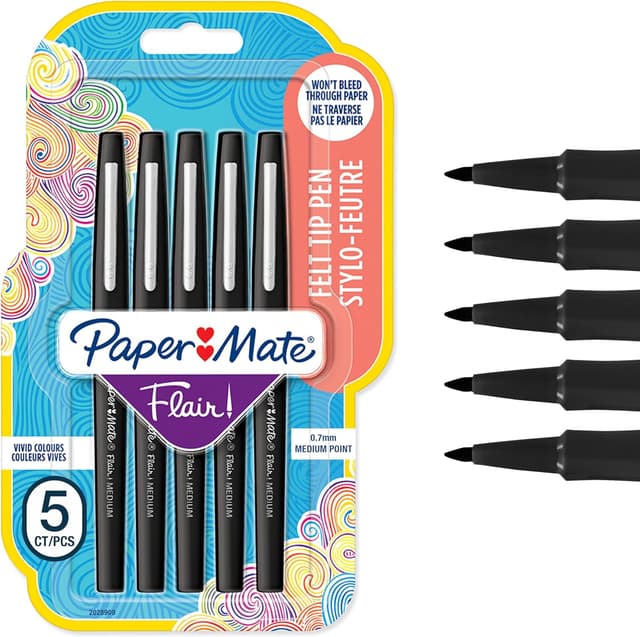 Detalle de Paper Mate Flair rotuladores 0.7 mm negro pack 5