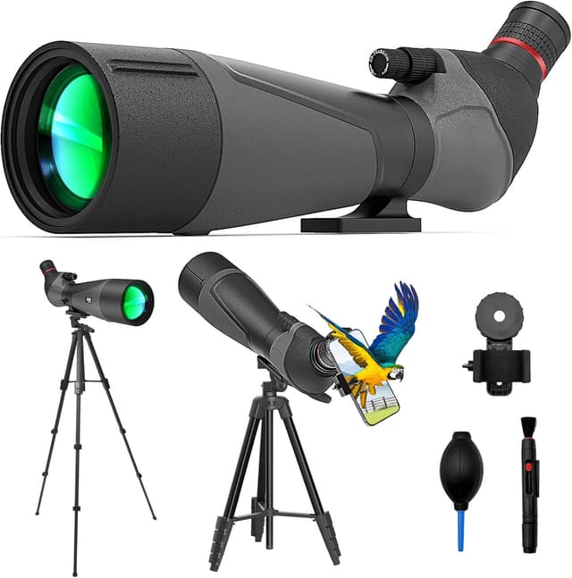 Detalle de Gosky 20-60x85 Spotting Scope with Full Size Tripod, Phone Adapter, and Carrying Bag