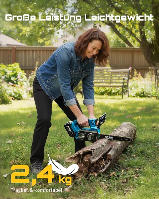 Thumbnail 6 de SEESII Akku Kettensäge 12 Zoll mit 1200 W