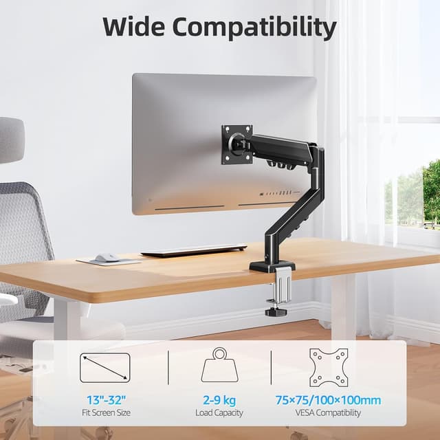 Detalle de MOUNTUP EU8015B Monitor-Halterung Gasdruckfeder für 13–32 Zoll (2–9 kg), VESA 75/100
