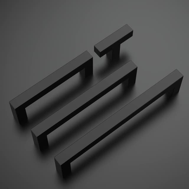 Detalle de Amerdeco 10er Set Möbelknöpfe aus Edelstahl Schwarz – Schrank-, Schubladen- und Türknäufe