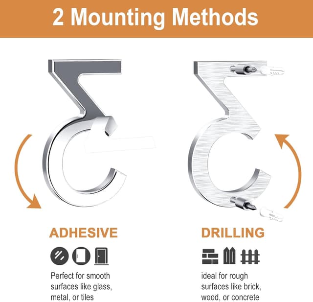 Detalle 2 de Numero civico 12,5 cm argento in alluminio