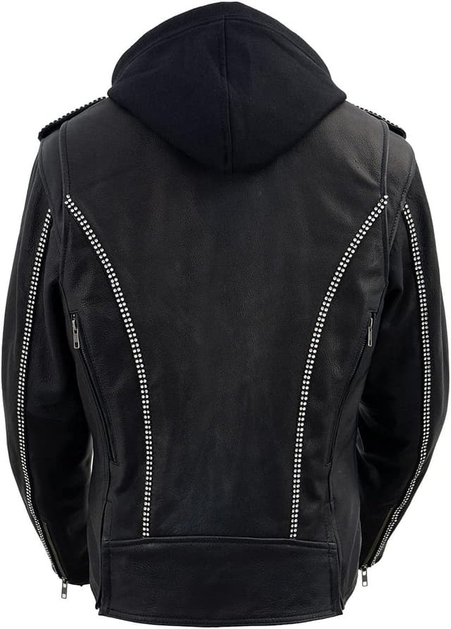 Detalle 2 de Milwaukee Leather MLL2503 Studded Black Leather Moto Jacket