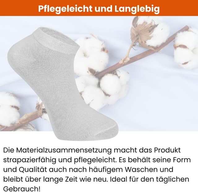 Detalle 2 de Sneaker Socken Herren & Damen – Premium 10 Paar Sneaker-Socken aus Baumwolle (kurz), Schwarz/Weiß/Grau