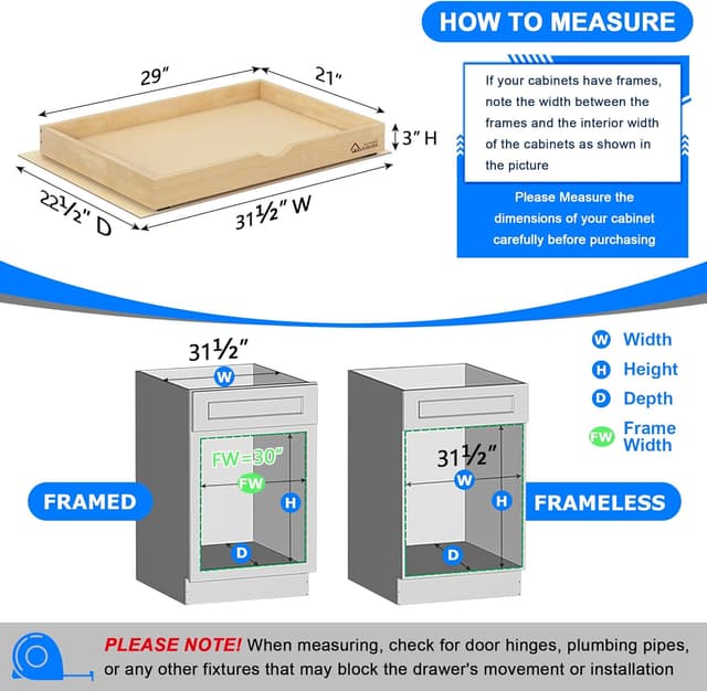 Thumbnail 4 de WelFurGeer 29" Pull Out Cabinet Drawer