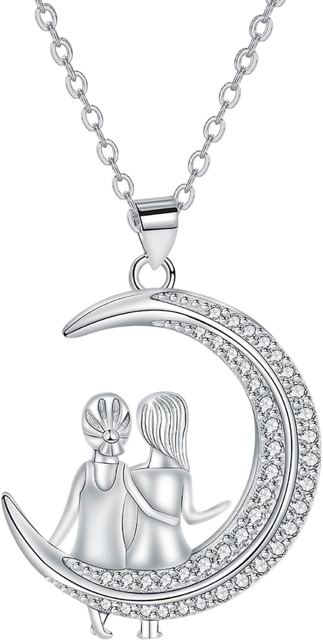 Detalle de Hifeeled Halskette Sterling Silber 925 mit Mondanhänger (Zirkonia) – Geschenkidee für Schwester, Freundin, Mutter