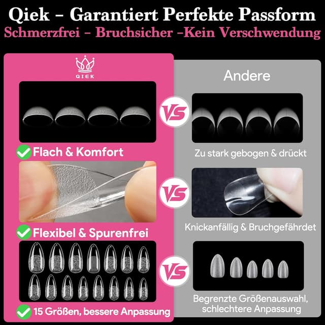 Thumbnail 4 de QIEK Nageltips 510 Stück Mandel