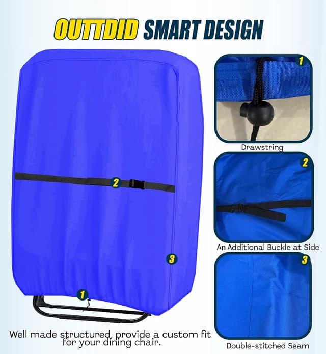 Detalle de Housse de protection pour chaise longue pliante OUTTDID (600D Oxford, anti-UV, imperméable) – 2 pièces