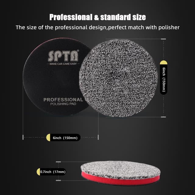 Detalle de SPTA 6" Microfiber Cutting Pads (150mm), 3-Pack Soft Wax Removal & Detailing Pads for Polishing and Scratch Help