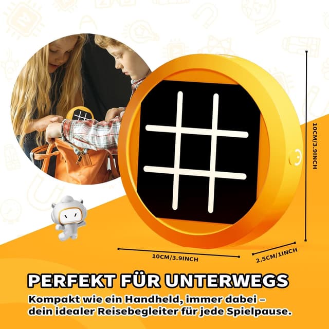 Thumbnail 6 de Elektronisches Tic Tac Toe Spiel 4-in-1 Handheld‑Konsole – Reise‑Puzzlespiel mit Memory Flash & Maulwurf-Schlag