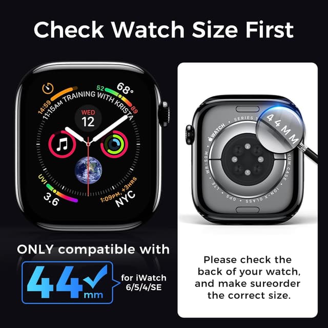 Detalle 2 de Apple Watch 44mm tempered glass screen protector 3 pack