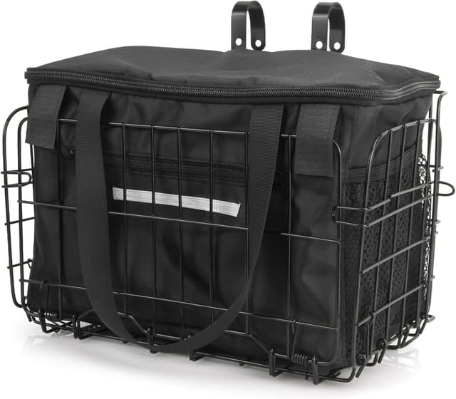 Detalle de Spesh faltbarer Fahrradkorb vorne mit Nylon-Innensack, Drahtgeflecht und Tragfähigkeit bis 20 kg