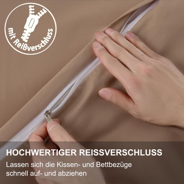 Detalle 2 de Beqnat Kissenbezug 40 x 80 Beige, 2er-Set – Kopfkissenhülle aus 100% Mikrofaser, bügelfrei & knitterfrei