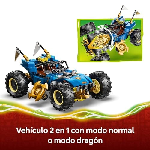 Detalle de LEGO Ninjago 2en1 Coche Transformable de Jay (71856): camión con 5 minifiguras, Kai y Nya