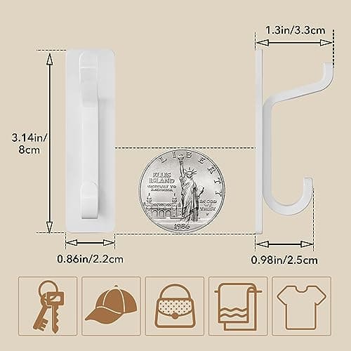 Detalle de pickpiff Ganchos Adhesivos para Pared resistentes hasta 6 kg (sin taladrar), blanco, 4 piezas