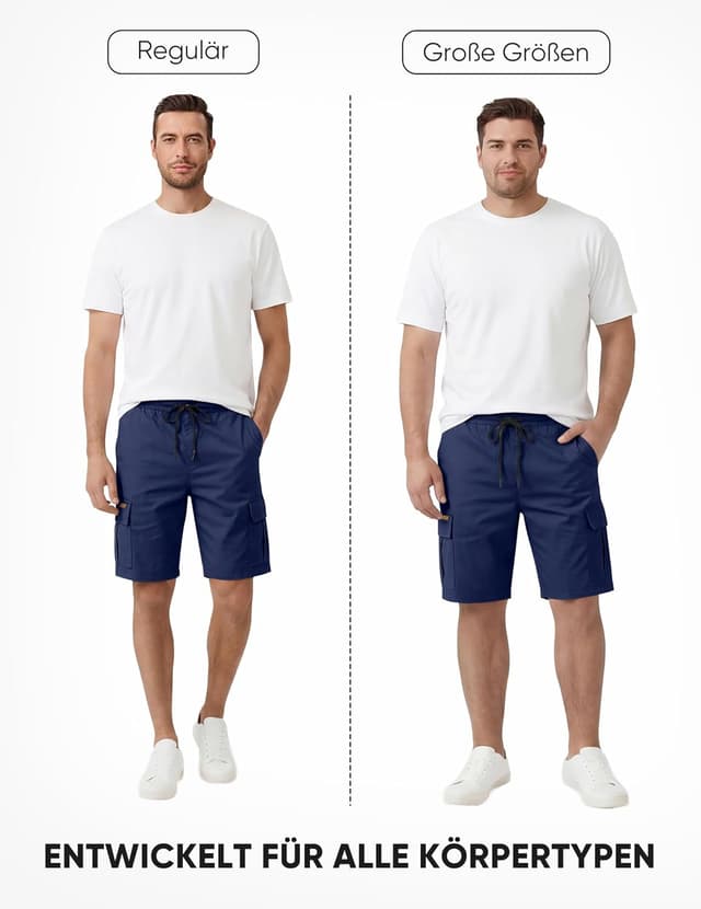 Thumbnail 6 de JMIERR Cargo-Shorts für Herren aus Baumwolle mit Taschen – kurze Freizeithose mit Knopfleisten