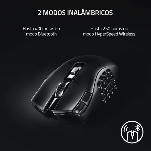 Detalle de Razer Naga V2 HyperSpeed, ratón MMO ergonómico 250 h