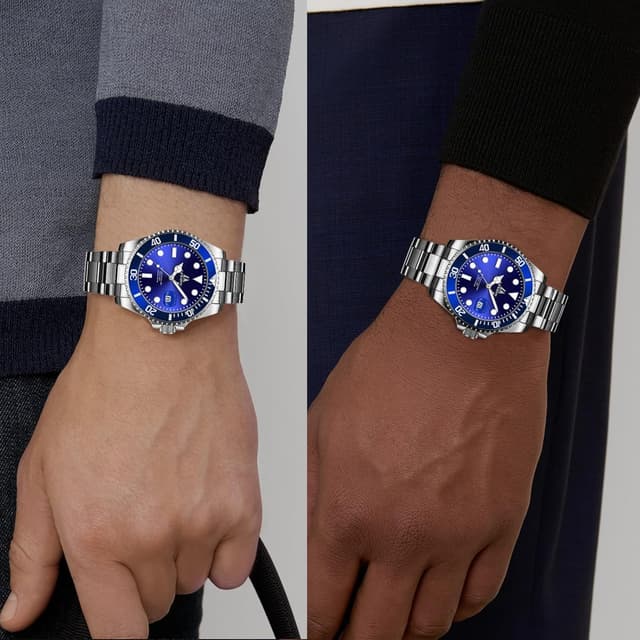 Detalle 2 de LN LENQIN Herren Uhr Edelstahl, Quarz mit Datum