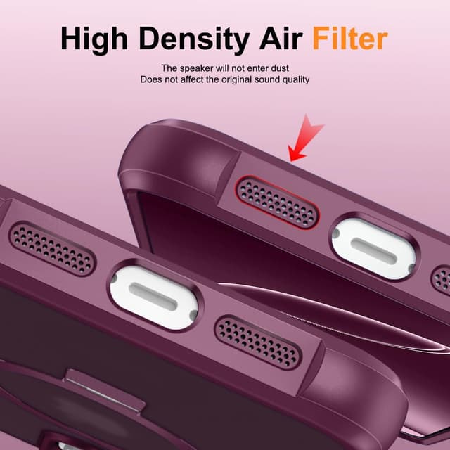 Thumbnail 6 de CHAOFEnG Magnetic Compatible with iPhone 16 Pro Case with Stand (Military Drop Tested) Ring Stand, Wine Red