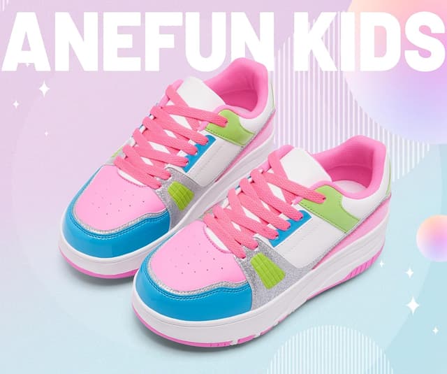 Detalle 2 de ANEFUN Rollschuhe mit 4 Rollen für Kinder (abnehmbare Räder) – Skate-Schuhe für Jungen & Mädchen