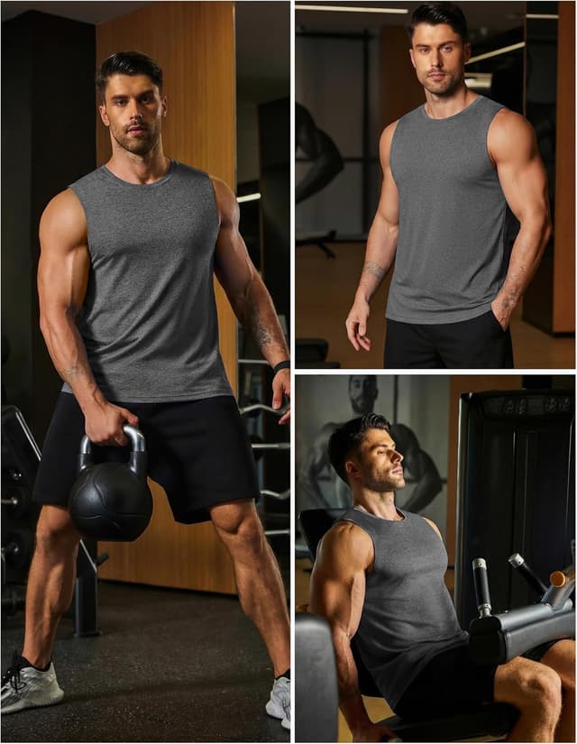 Detalle de COOFANDY Men’s Dry Fit Workout Tank Top (UPF 50+), Sleeveless Gym & Running Muscle Shirt