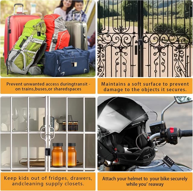 Thumbnail 5 de SEPOX 12Pcs 4-Digit Padlock 18cm Cable