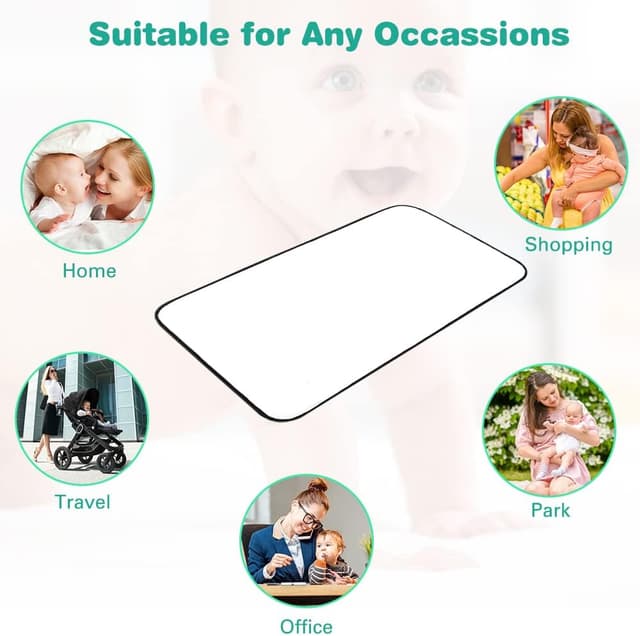 Detalle de Lekebaby Portable Folding Nappy Change Mat (Quilted Black) – Travel Changing Pad, 70 x 40 cm