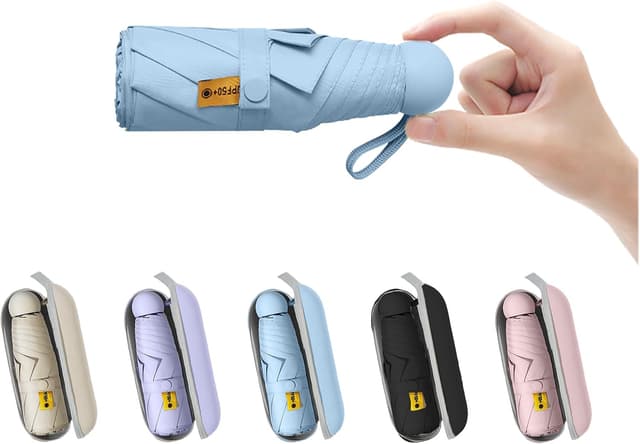 Detalle de BAODINI mini travel umbrella with case – compact UV-blocking pocket sun umbrella