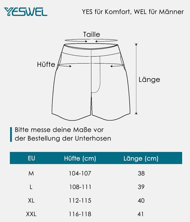 Detalle de YESWEL 6er/10er Pack Boxershorts Herren aus atmungsaktiver Baumwolle (M–4XL)